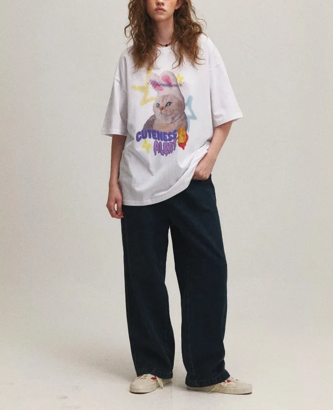 COMPAGNO  |Unisex U-Neck Cotton Oversized T-Shirts