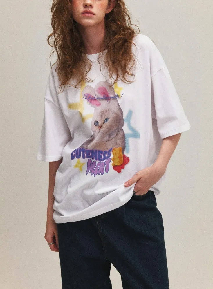 COMPAGNO  |Unisex U-Neck Cotton Oversized T-Shirts