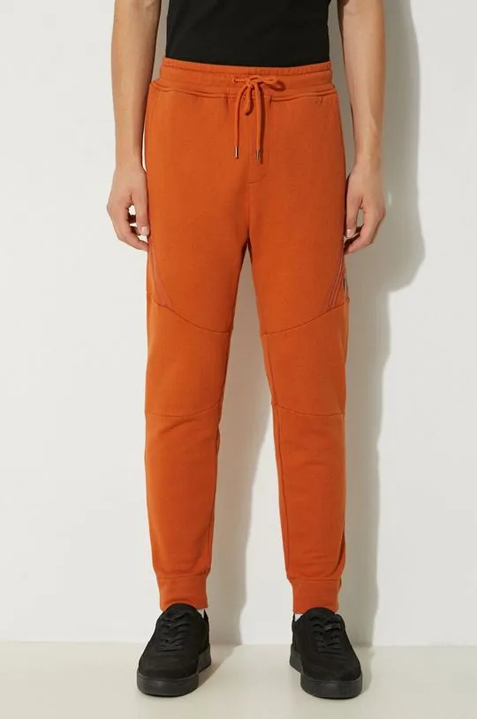 C.P. Company cotton joggers Diagonal Raised Fleece Lens Sweatpants orange color smooth 17CMSP084A005086W