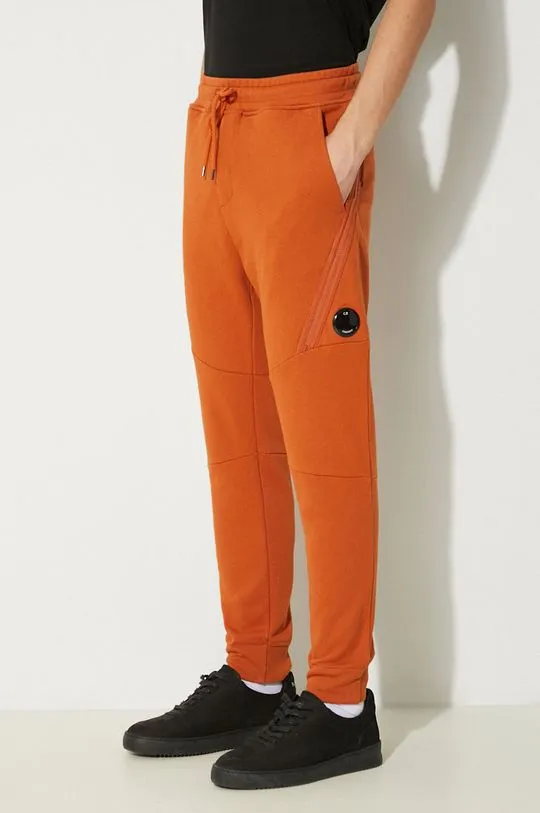 C.P. Company cotton joggers Diagonal Raised Fleece Lens Sweatpants orange color smooth 17CMSP084A005086W