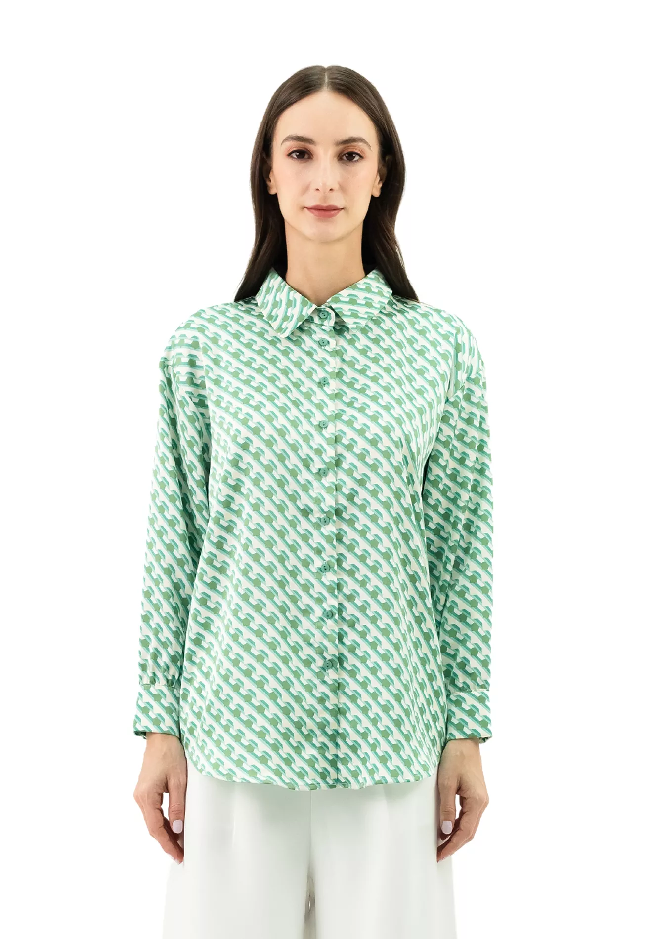 DAISY By VOIR Geometric Print Button Shirt