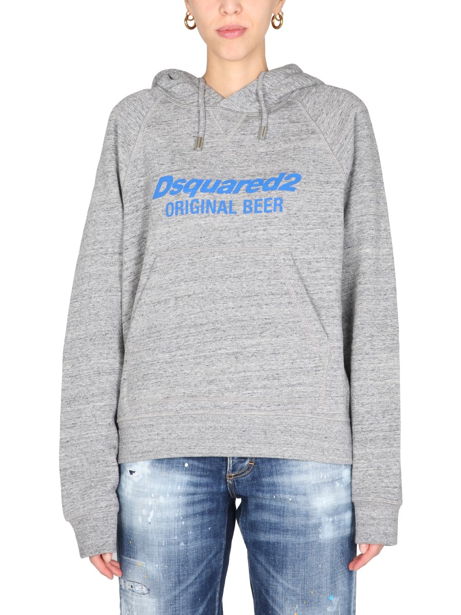 DSQUARED    LOGO PRINT COTTON HOODED SWEATSHIRT