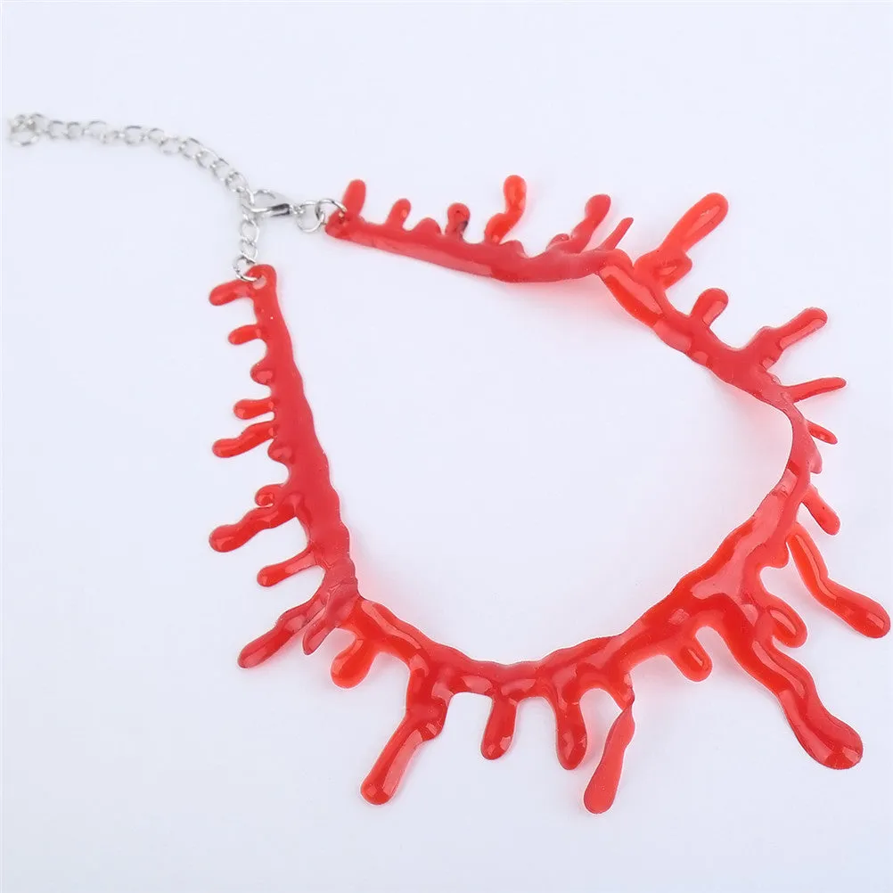 Fancy Dress Fun Joke Choker Halloween Horror Party Accessories For Women Men s Novelty Punk Red Blood Drip Necklace SM6