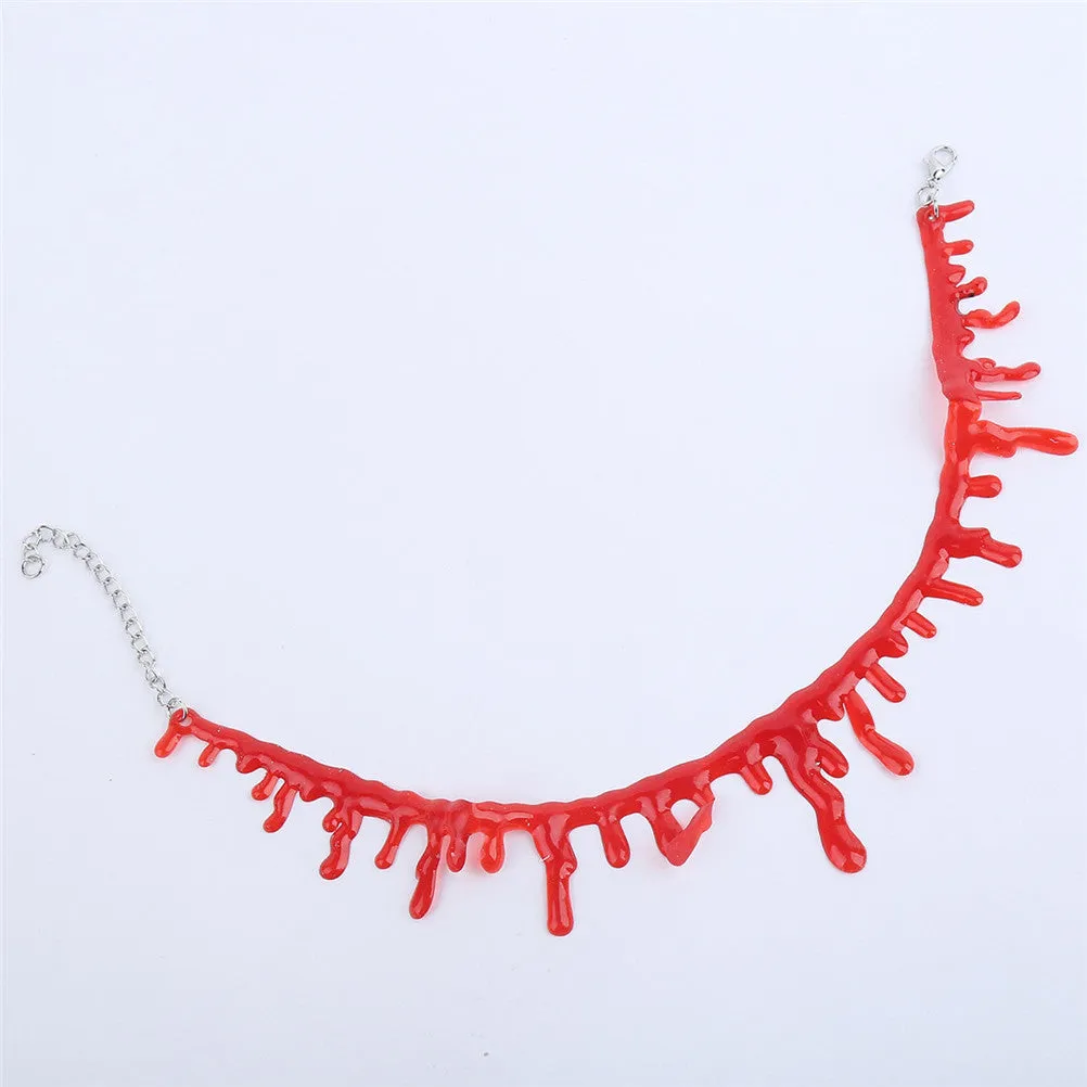 Fancy Dress Fun Joke Choker Halloween Horror Party Accessories For Women Men s Novelty Punk Red Blood Drip Necklace SM6