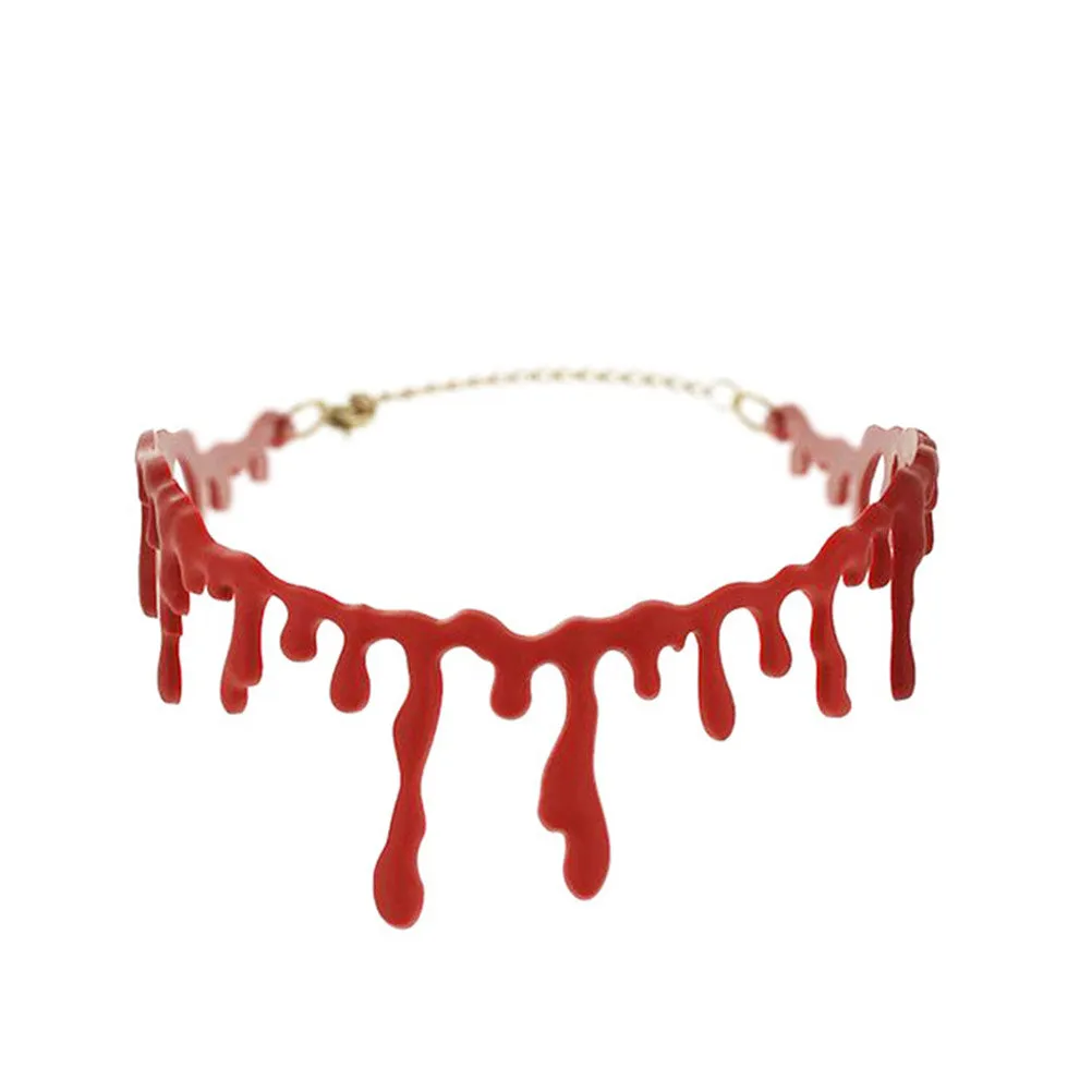 Fancy Dress Fun Joke Choker Halloween Horror Party Accessories For Women Men s Novelty Punk Red Blood Drip Necklace SM6