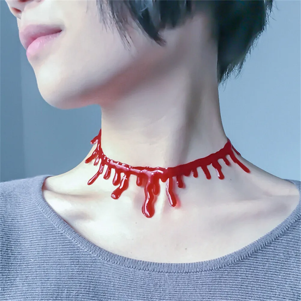 Fancy Dress Fun Joke Choker Halloween Horror Party Accessories For Women Men s Novelty Punk Red Blood Drip Necklace SM6