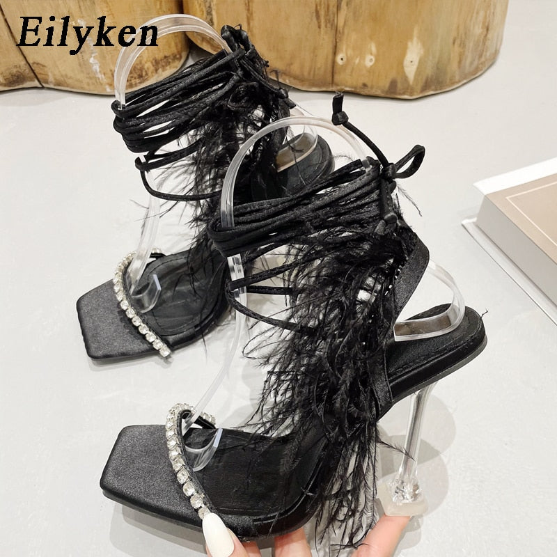 Fashion Summer Rhinestone Feather Sandals