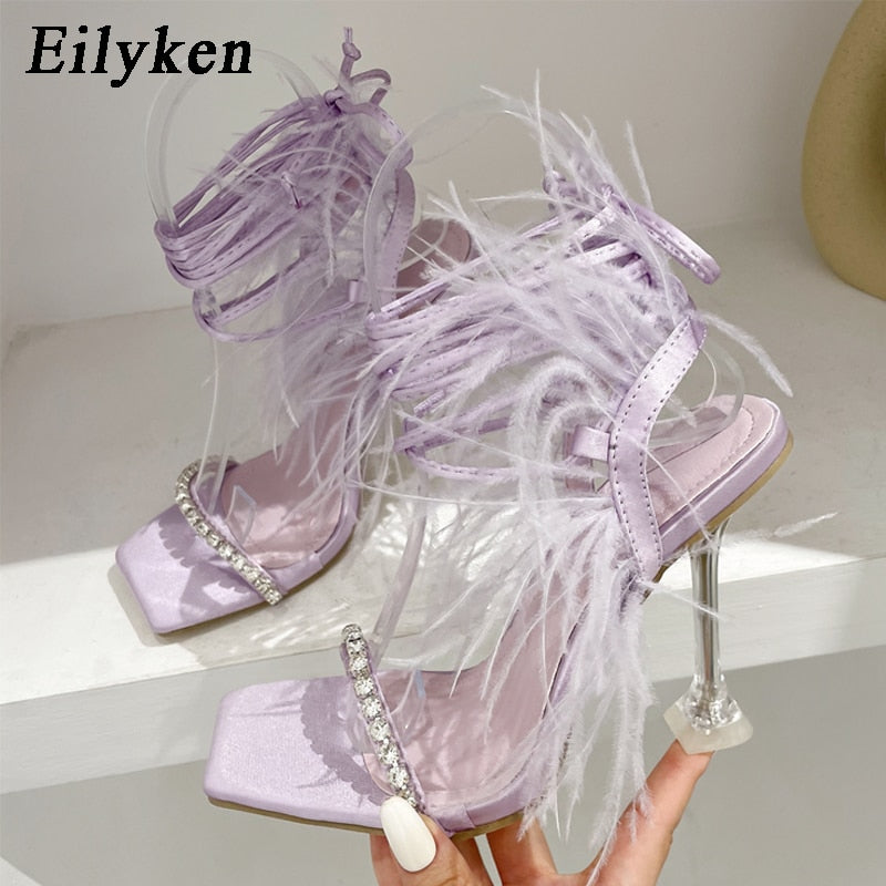 Fashion Summer Rhinestone Feather Sandals