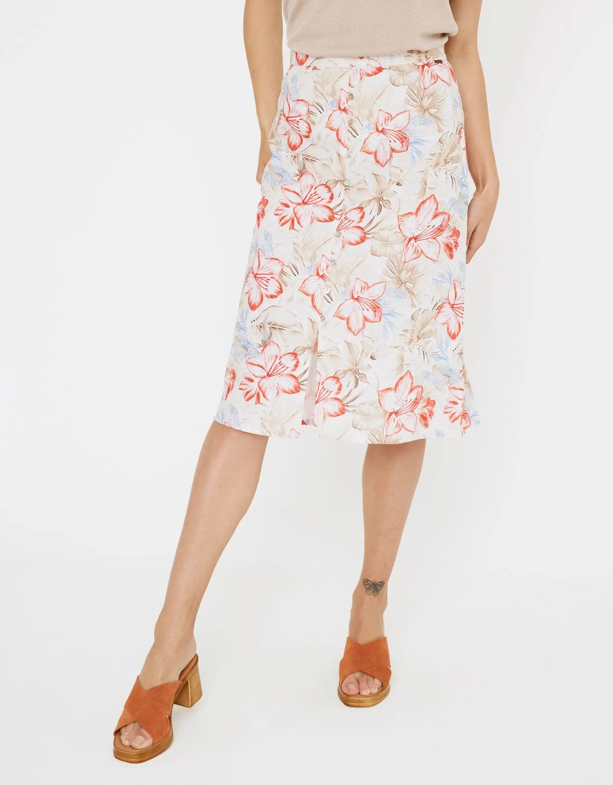 Floral Midi Skirt - Mitmi