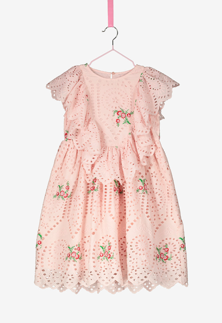 Floral Schiffli Frill Dress