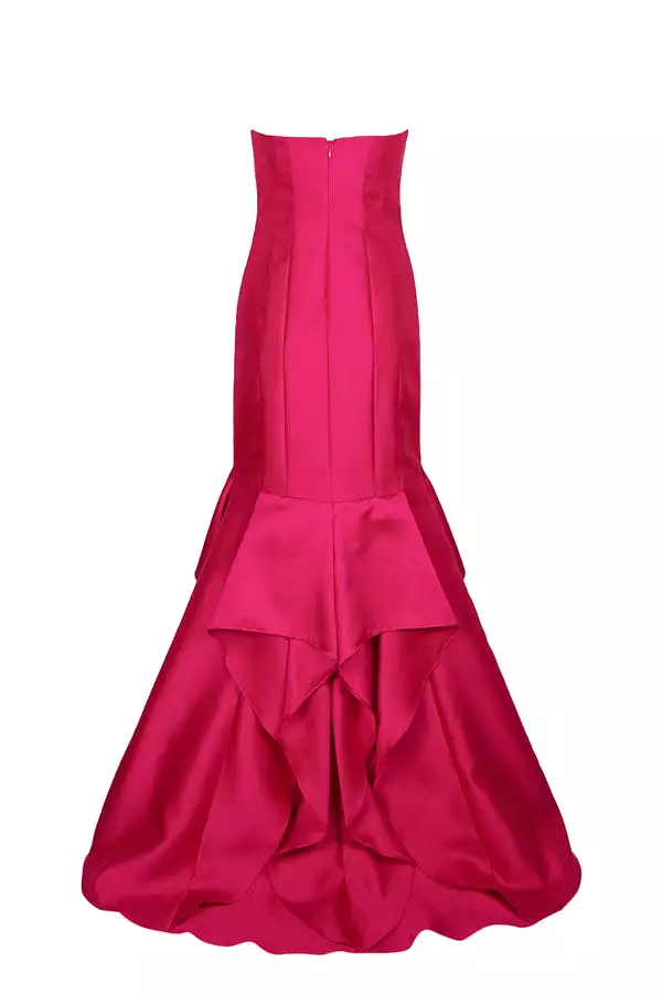 Fuschia strapless gown