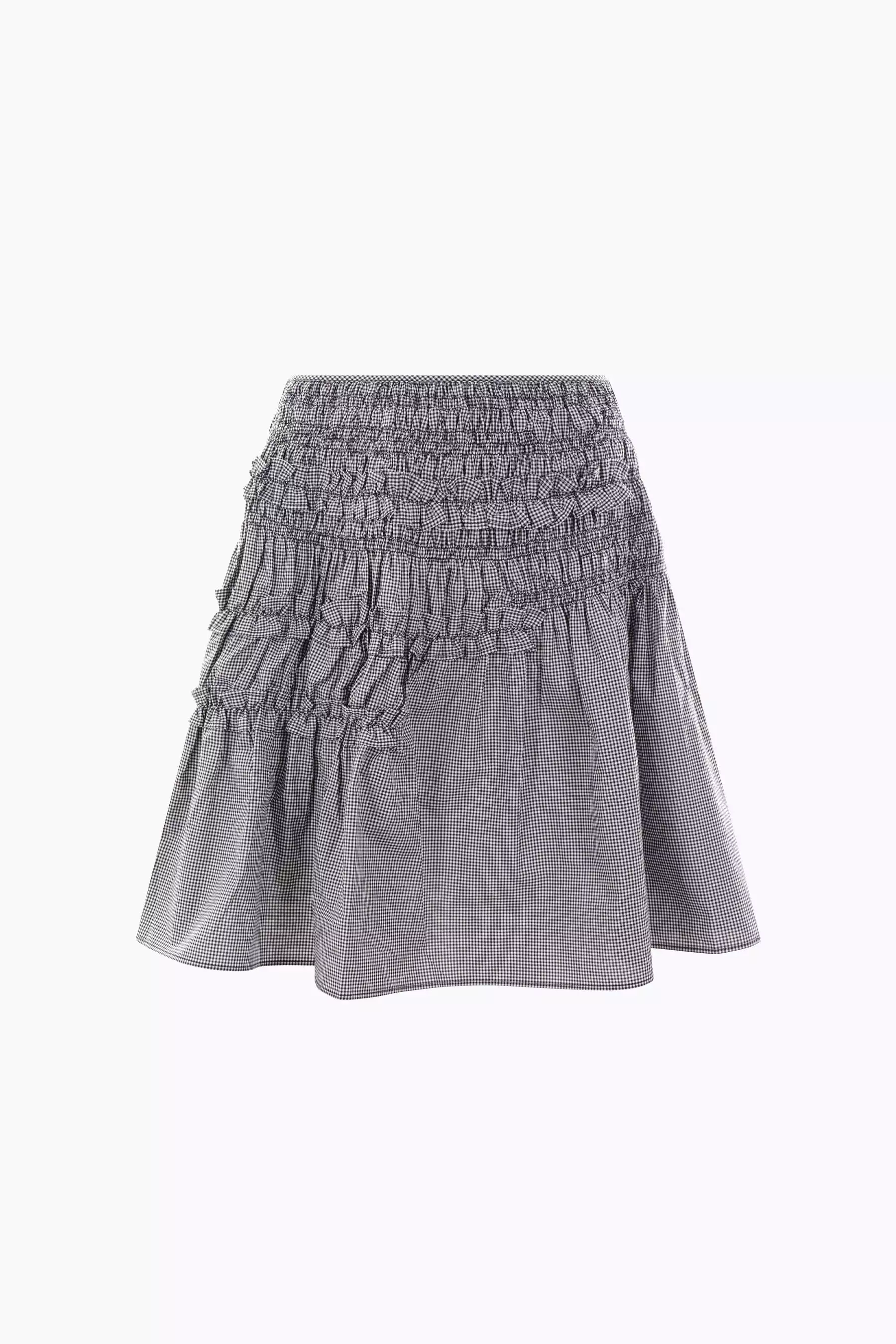 Giulia skirt in smocked and ruched Gingham cotton