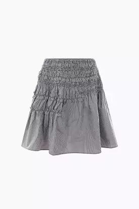 Giulia skirt in smocked and ruched Gingham cotton