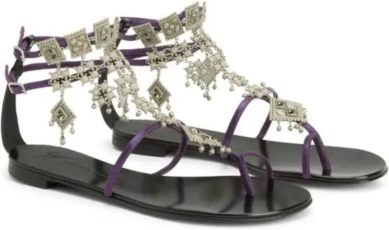 Giuseppe Zanotti Amira embellished suede sandals Purple