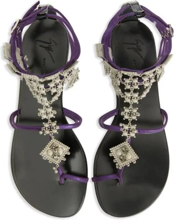 Giuseppe Zanotti Amira embellished suede sandals Purple