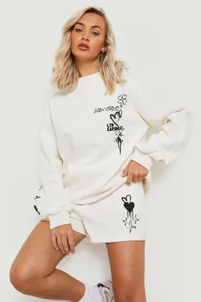 Graffiti Sweater Short Tracksuit