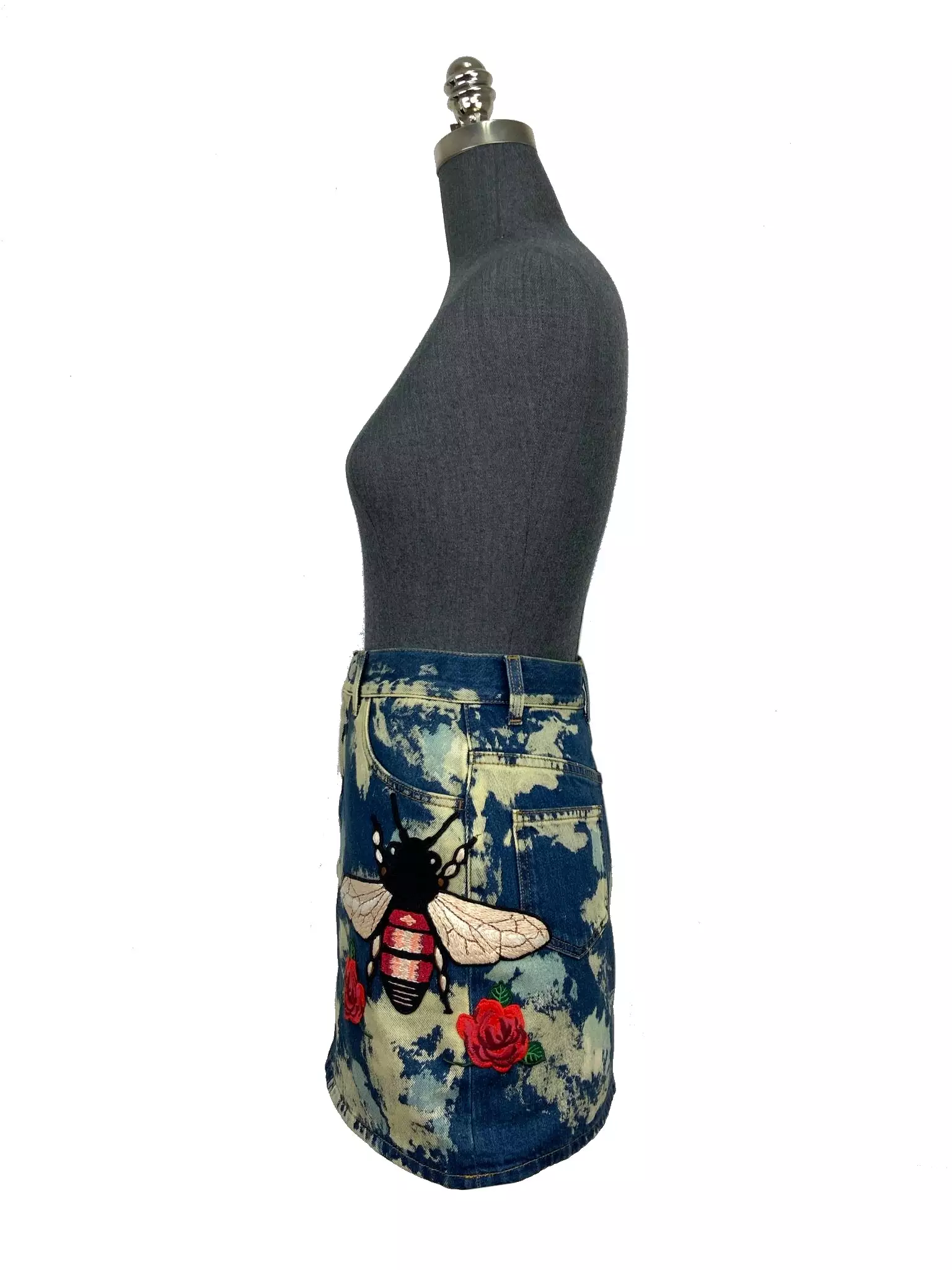 Gucci Printed Bee Denim Jean Skirt Size XS