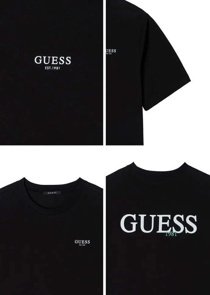 Guess  |Unisex Street Style Plain Cotton Short Sleeves Oversized