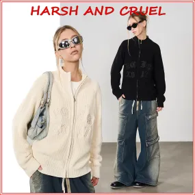 HARSH AND CRUEL  |Casual Style Street Style Long Sleeves Plain Oversized Logo