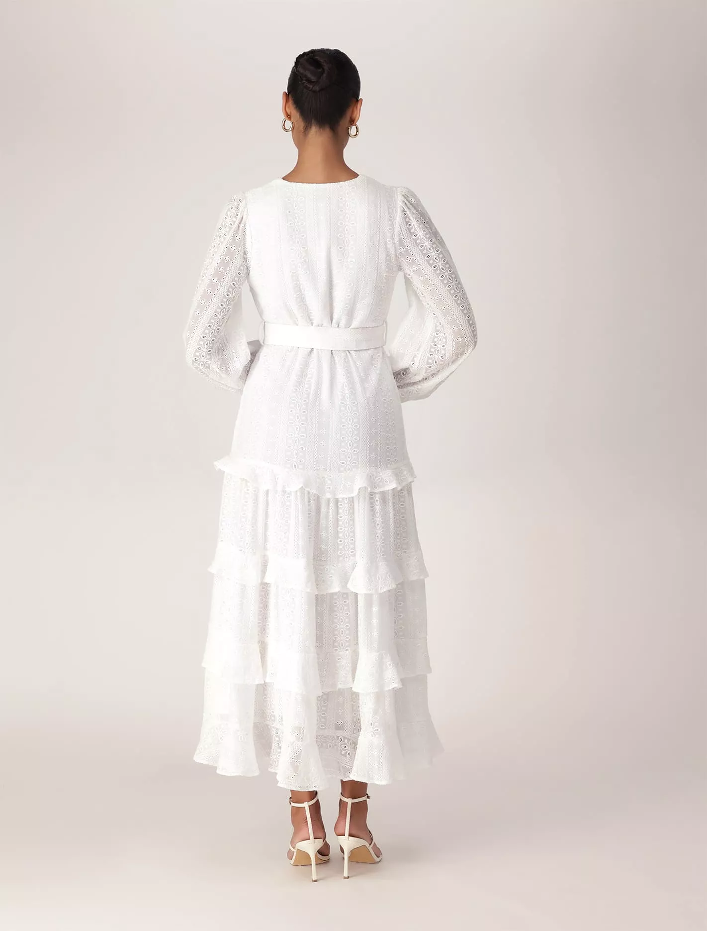 Hudson Embroidered Ruffle Midi Dress