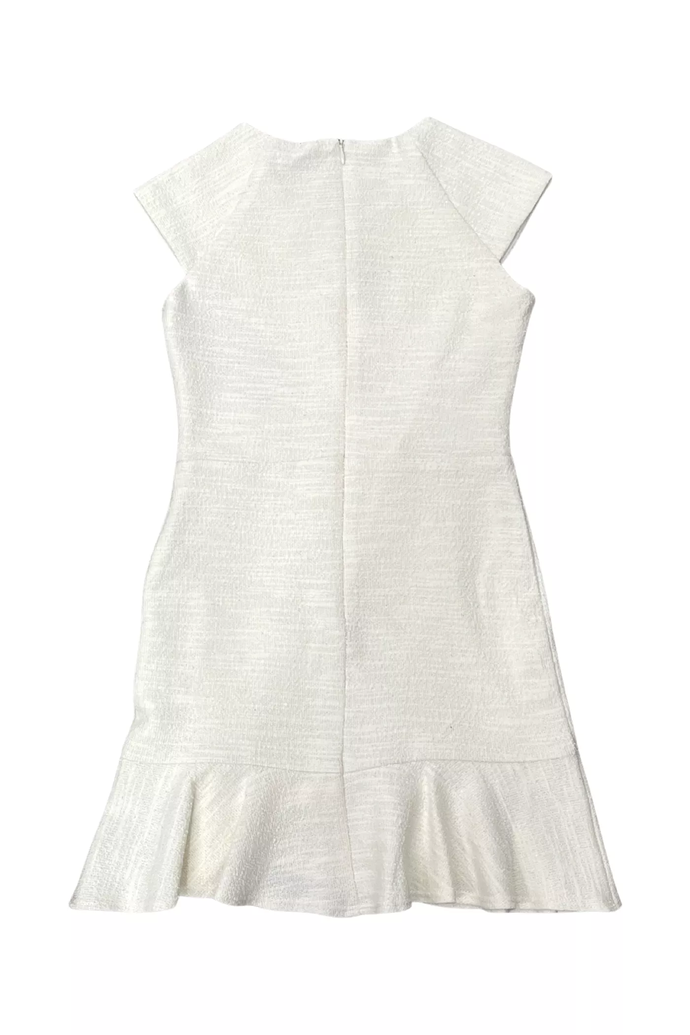 Ivory Cap Sleeve Ruffle Front Dress