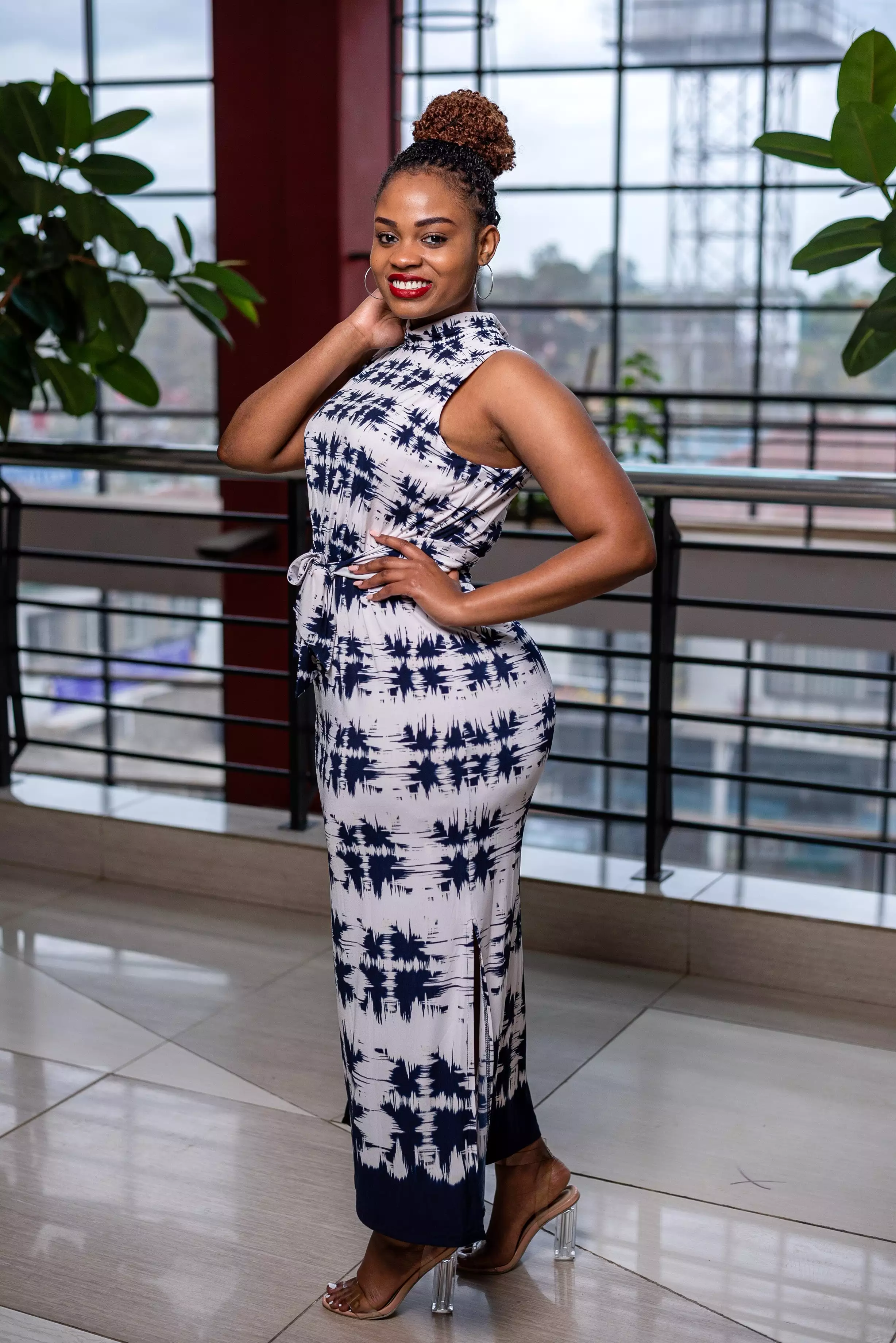 Ivory Navy maxi dress