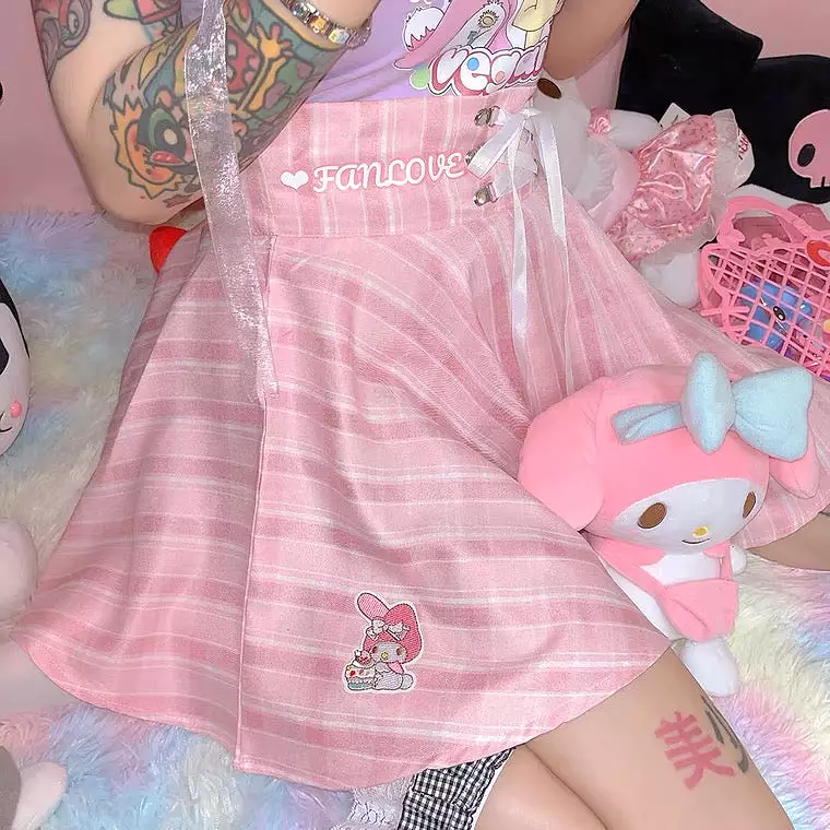 Japanese harajuku cute Sanrio plaid skirt BY3302