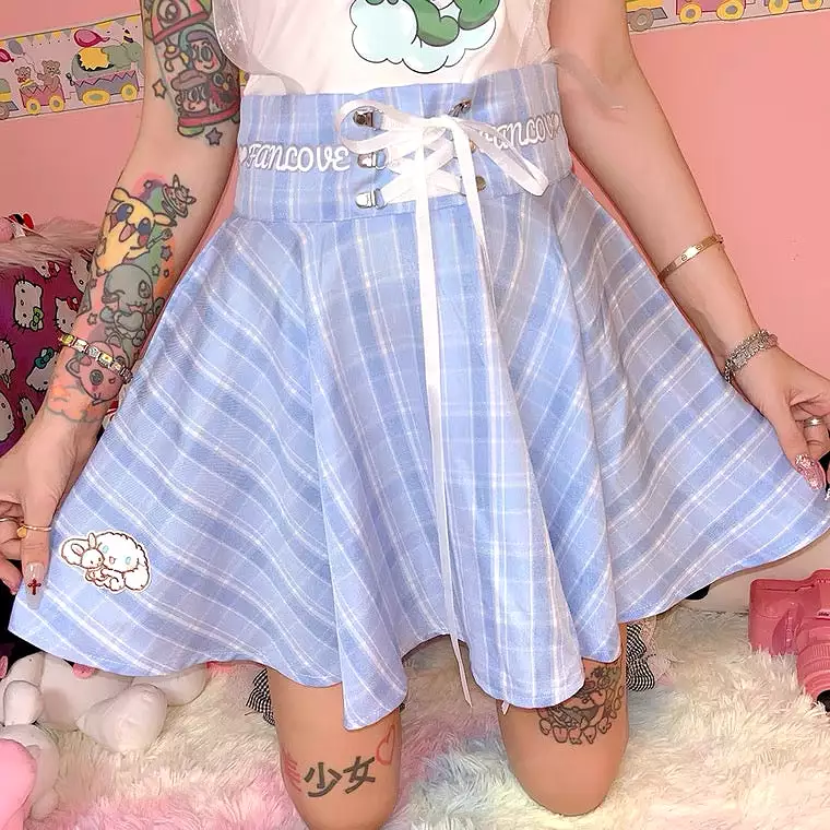 Japanese harajuku cute Sanrio plaid skirt BY3302