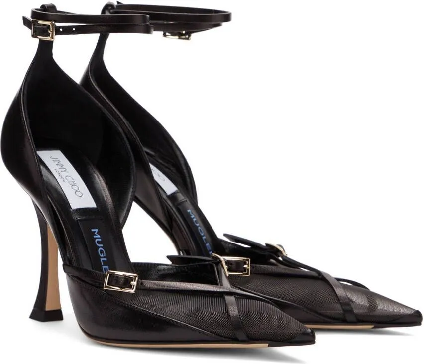 Jimmy Choo Black Mugler Edition Strap Pump Heels