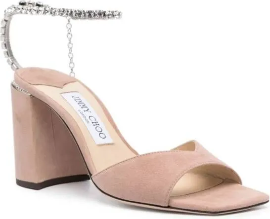 Jimmy Choo Saeda 85mm suede sandals Neutrals