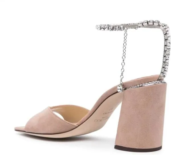 Jimmy Choo Saeda 85mm suede sandals Neutrals