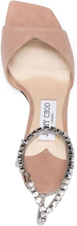 Jimmy Choo Saeda 85mm suede sandals Neutrals