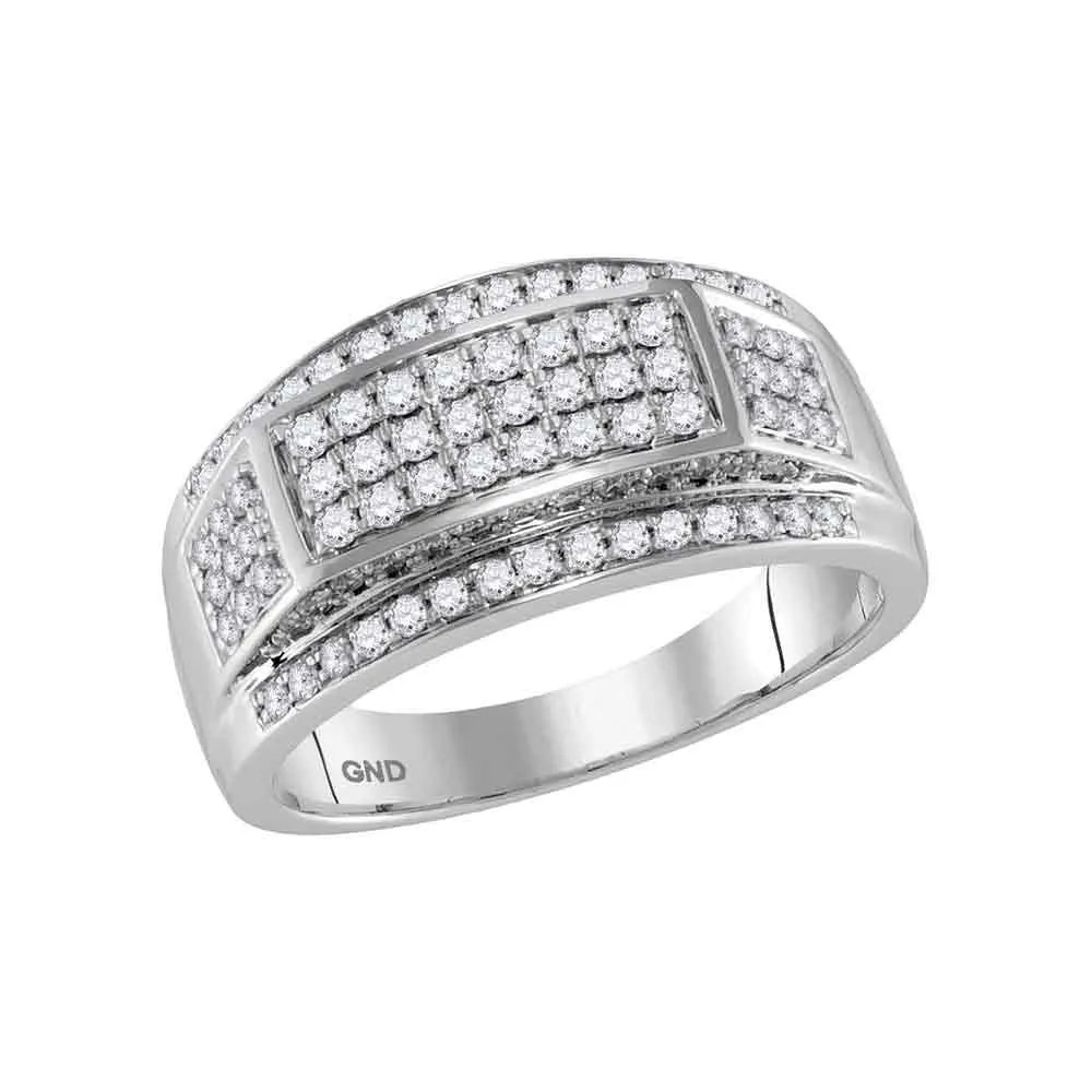 Keene Jewelers 10kt White Gold Mens Round Diamond Wedding Band Ring 1 Cttw