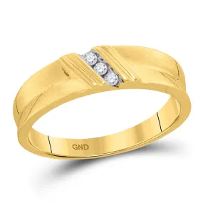 Keene Jewelers 10kt Yellow Gold Mens Round Diamond Wedding Band Ring 1/20 Cttw