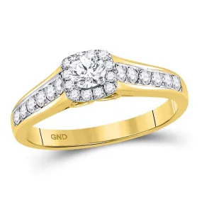 Keene Jewelers 10kt Yellow Gold Round Diamond Halo Bridal Wedding Engagement Ring 5/8 Cttw