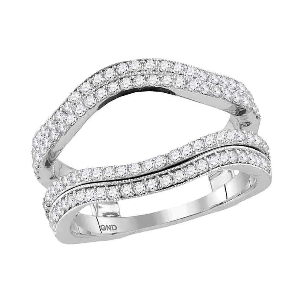 Keene Jewelers 14kt White Gold Womens Round Diamond Solitaire Enhancer Wedding Band 3/4 Cttw