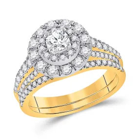 Keene Jewelers 14kt Yellow Gold Round Diamond Bridal Wedding Ring Band Set 1 Cttw