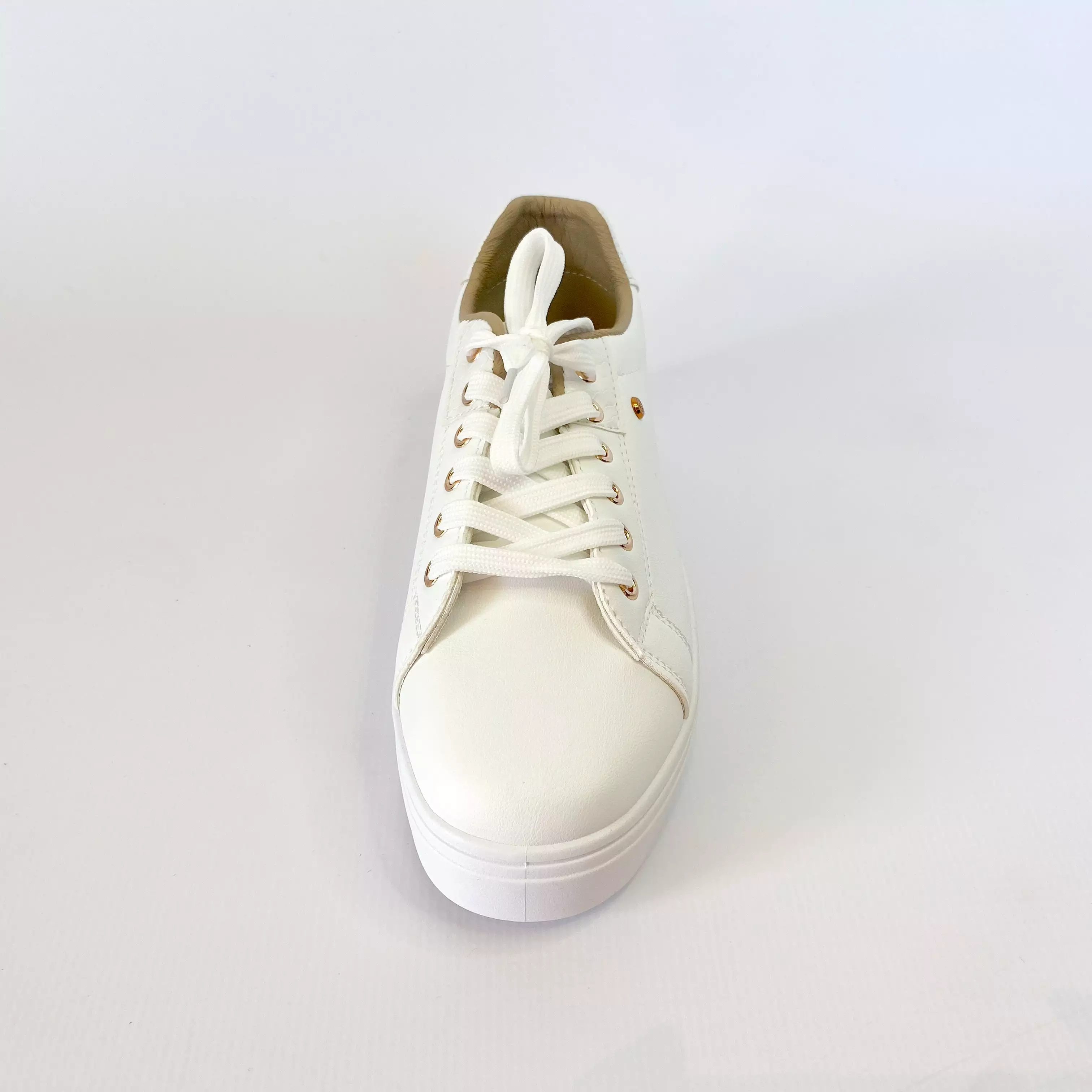 KG white with gold eyelet sneaker