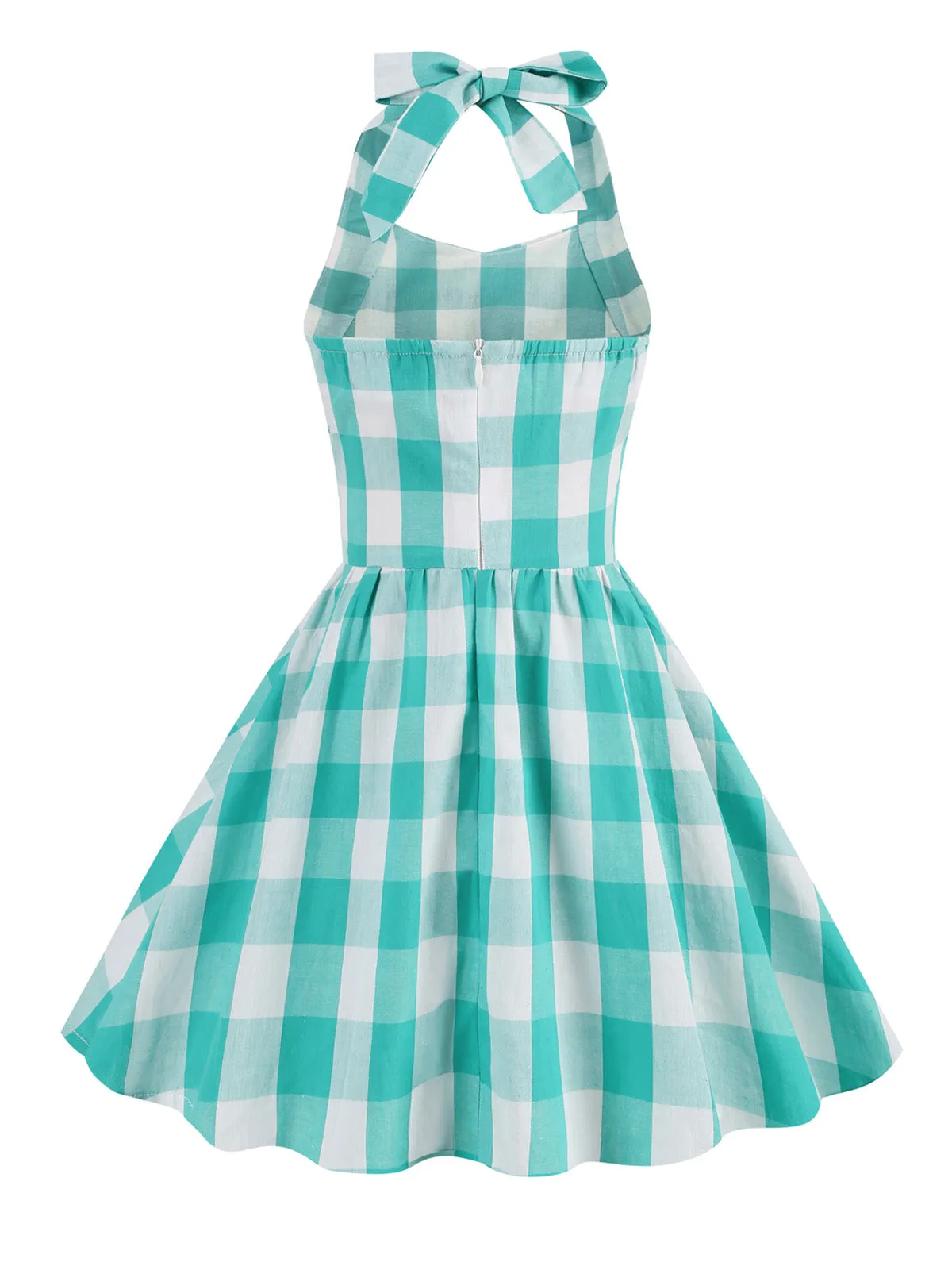 Kids Party 1950s Plaid Halter Swing Girl's Dress