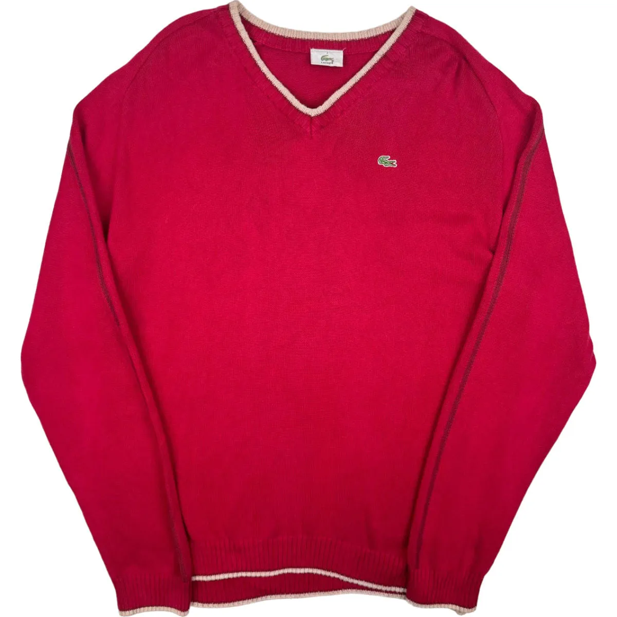 Lacoste 90's V-Neck Knit Sweater Red