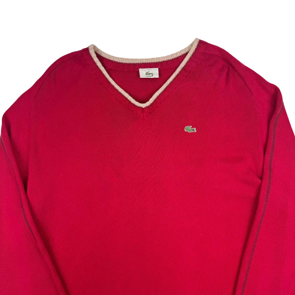 Lacoste 90's V-Neck Knit Sweater Red