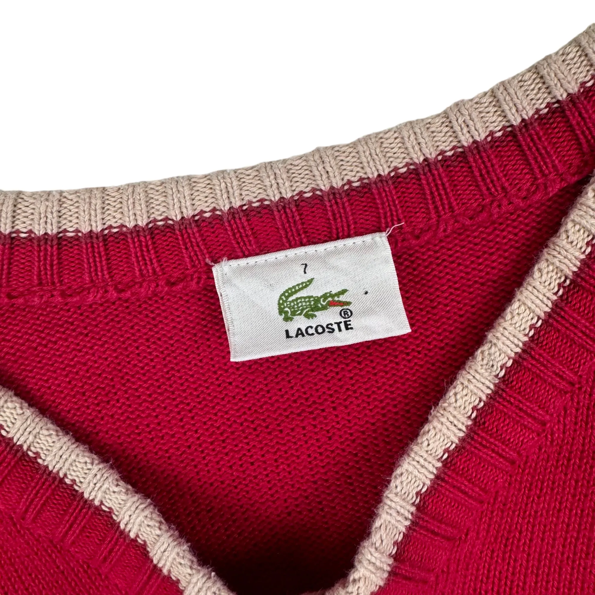 Lacoste 90's V-Neck Knit Sweater Red