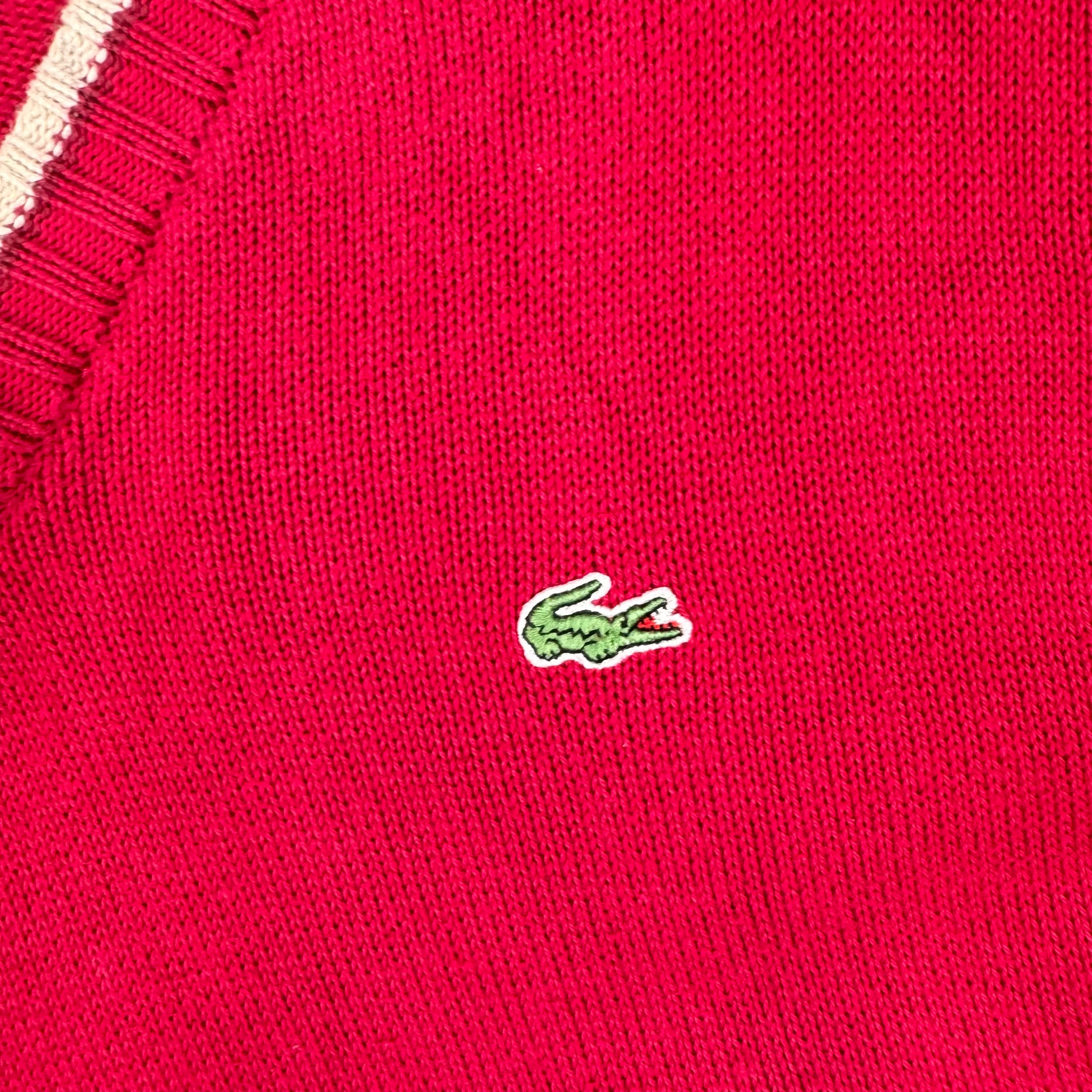 Lacoste 90's V-Neck Knit Sweater Red