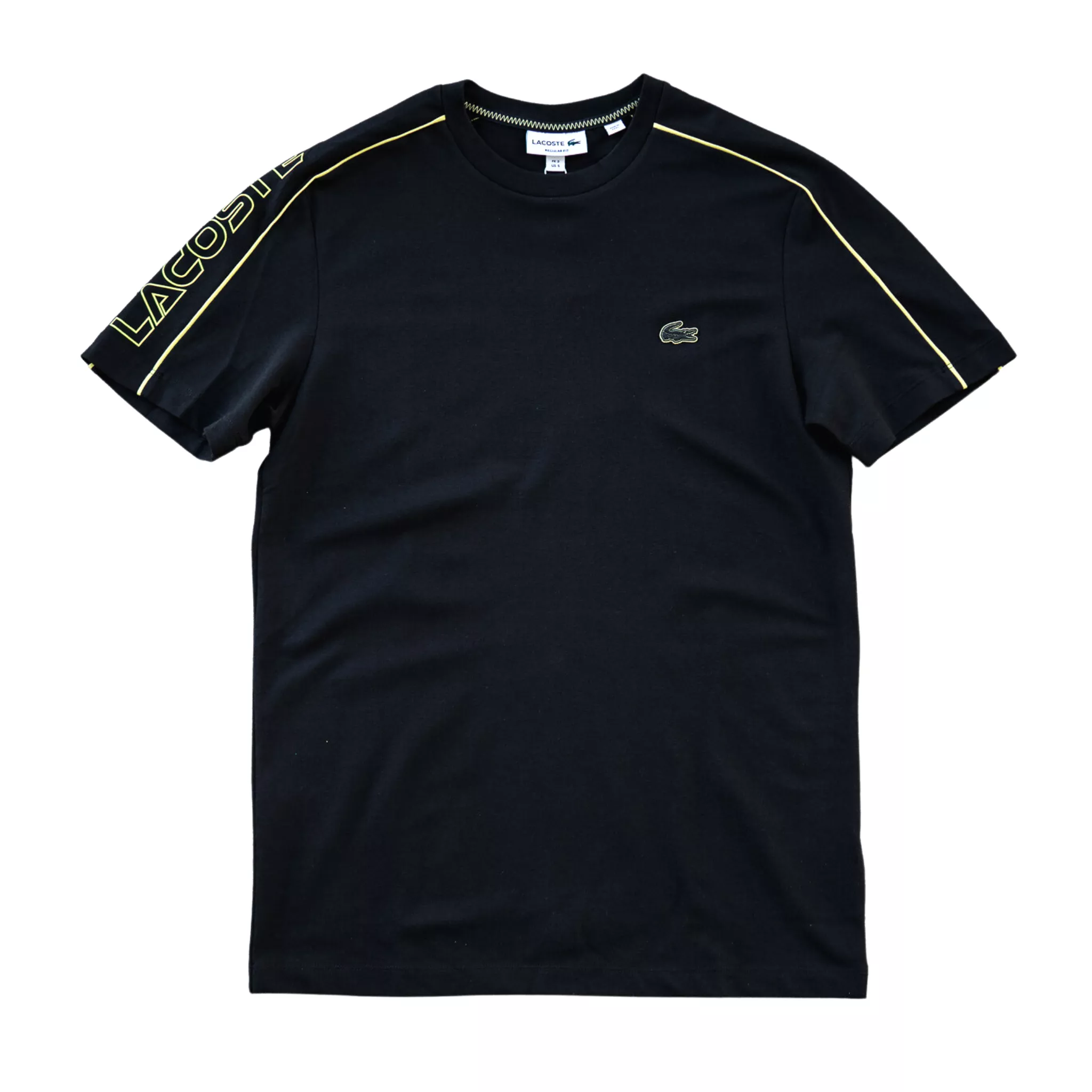 Lacoste Men's Shoulder T-Shirt (Black/Flash Yellow)