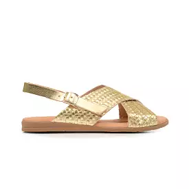 Leather Braided Sandals in Gold