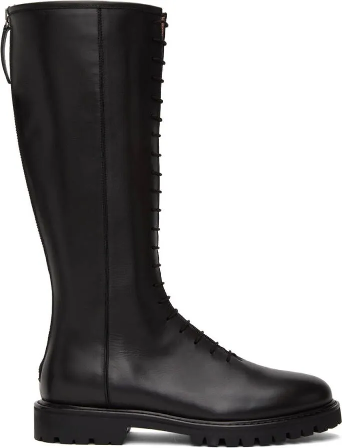 Legres Black Tall Combat Boots