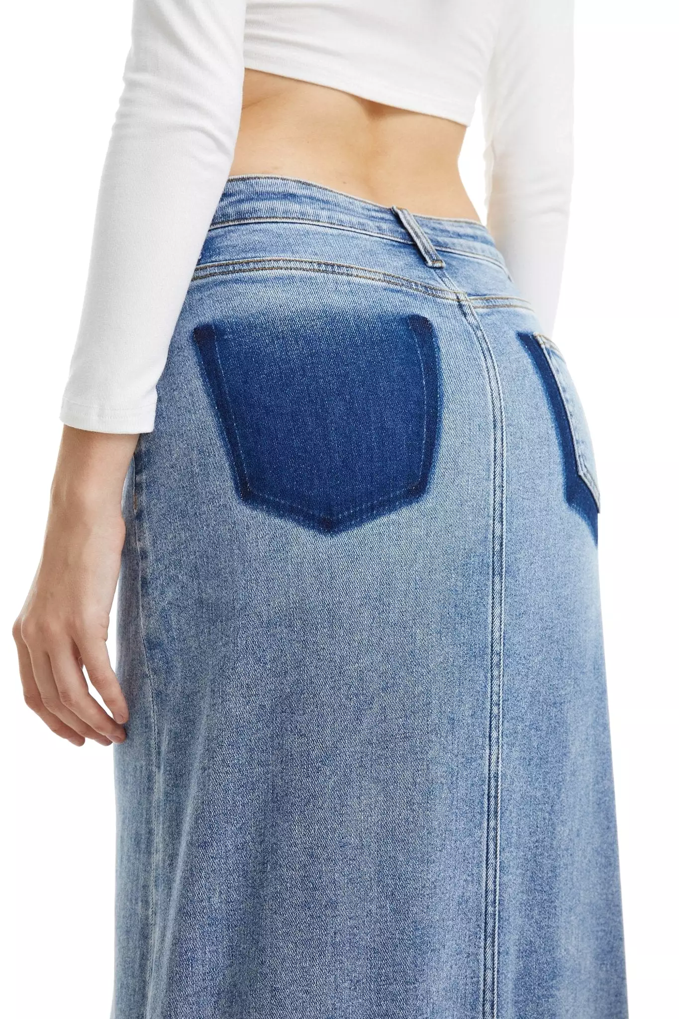 Light Wash Stretch Denim Skirt