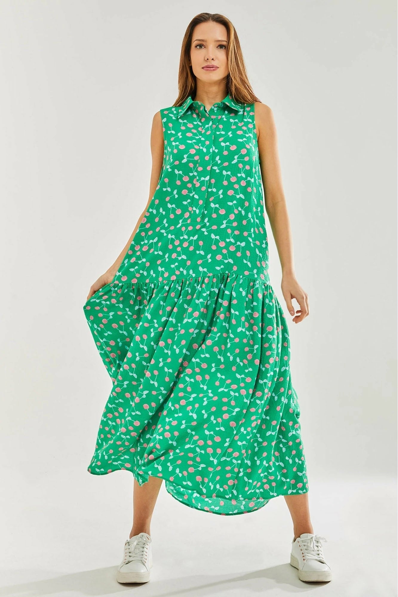 Liquorish Oversized Cherry Print Maxi Dress