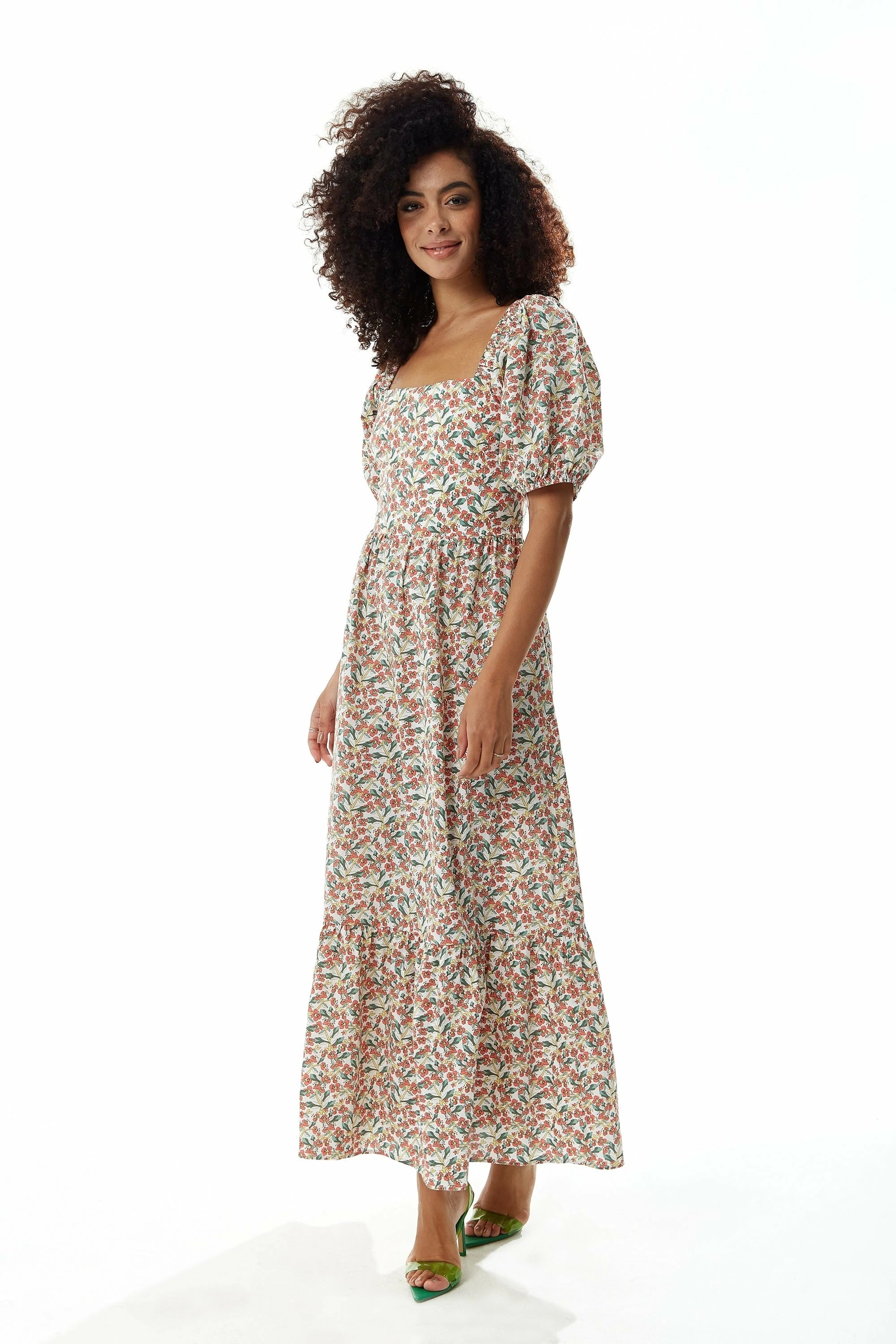 Liquorish Red Floral Maxi Dress With Cut Out Back