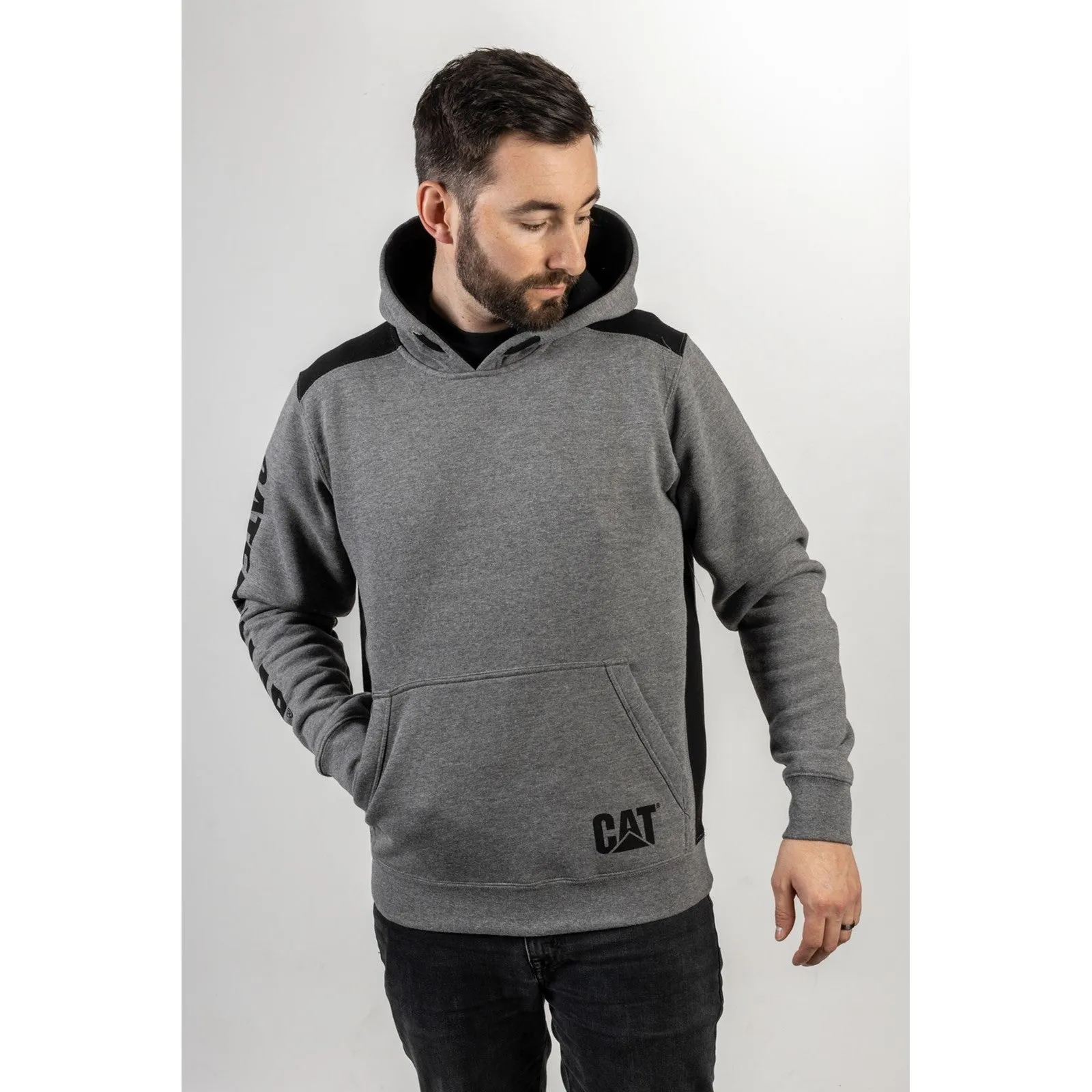 Logo Panel Hooded Sweatshirt  Dark Heather Grey